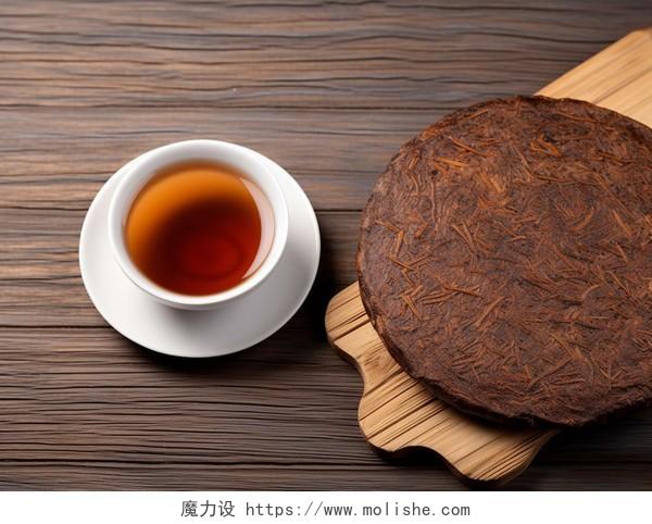 茶杯中的茶水茶文化茶道中国传统饮品茶茶饼普洱茶